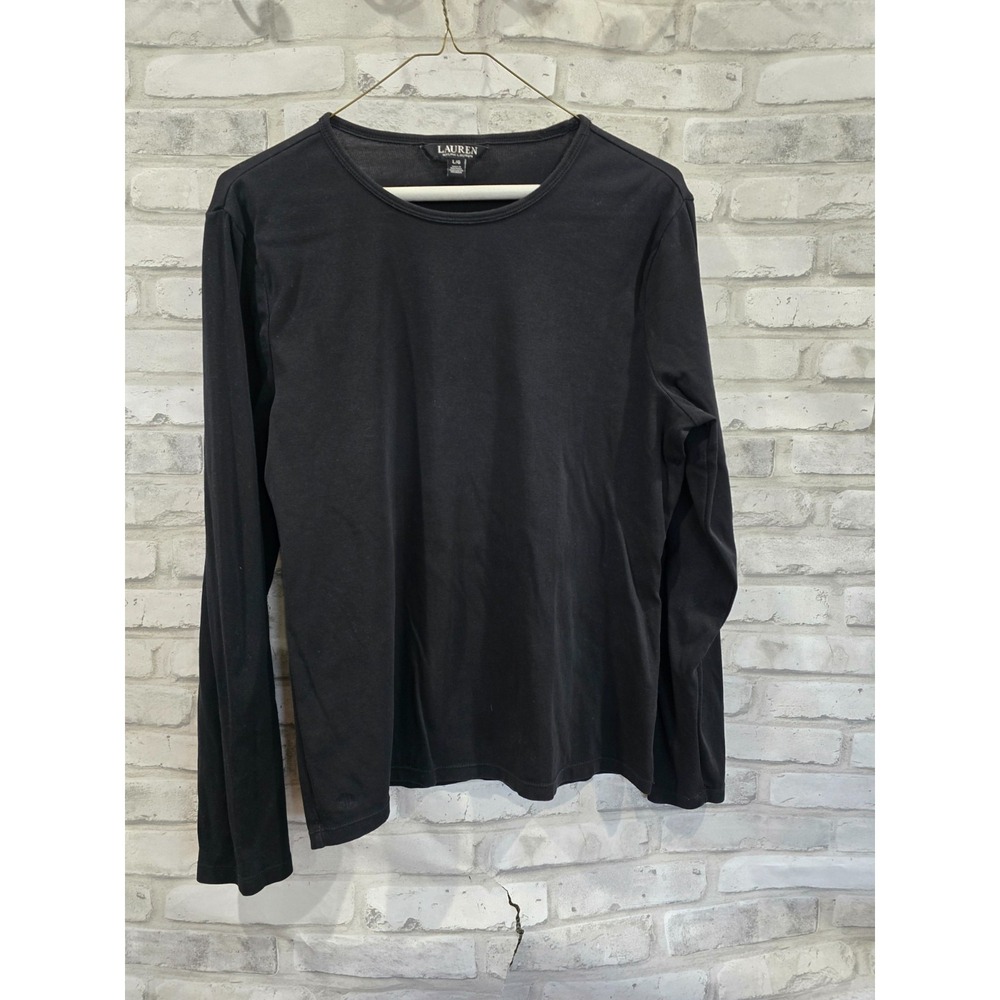 Ralph Lauren Black Label Cotton Blend Long Sleeve Women's Large Black‎